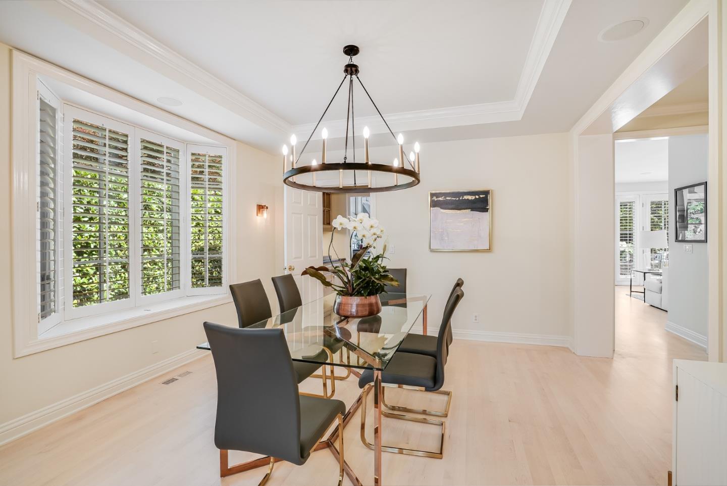 75 Riordan Place Menlo Park, CA 94025 - Photo 7 of 55 a dining room with furniture a chandelier and wooden floor