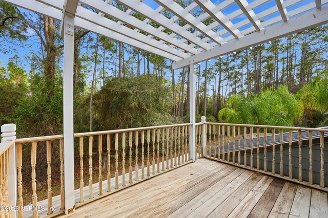 a view of a wooden deck
