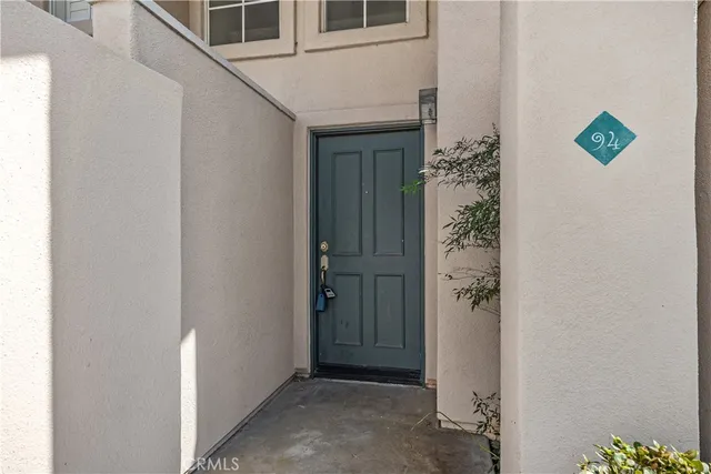 hallway with wooden door