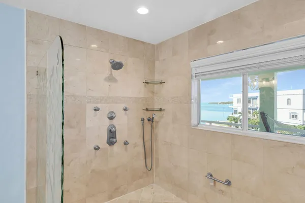 a bathroom with a shower