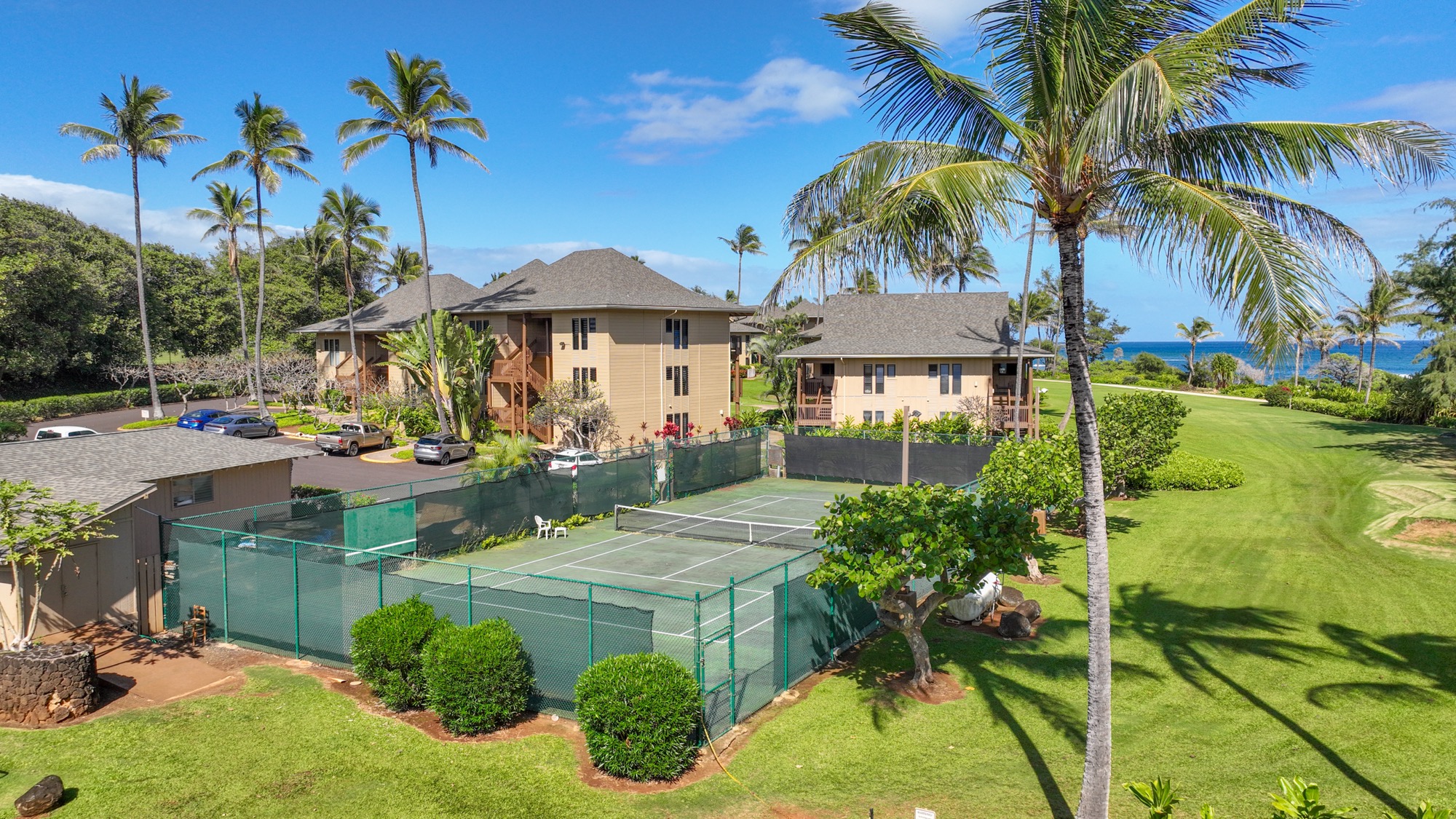 4460 Nehe Road, Unit 116 Lihue, HI 96766 - Photo 28 of 28 a view of a white house with a yard and potted plants