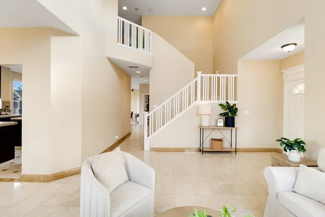 a view of an entryway with stairs