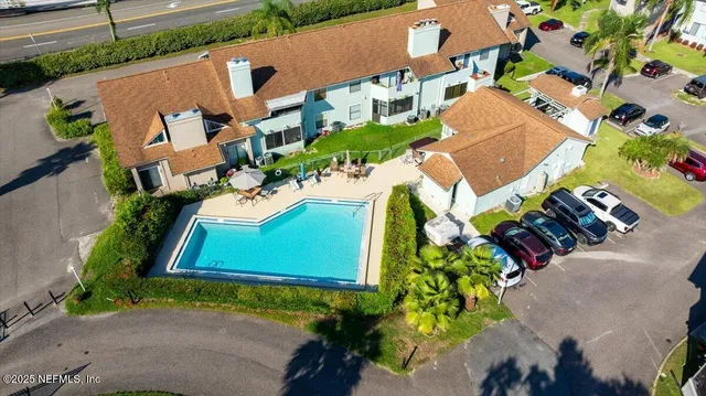an aerial view of a house