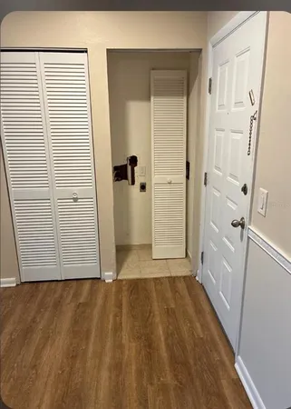 a view of wooden door