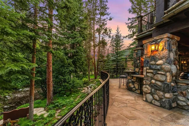a view of a garden from a balcony