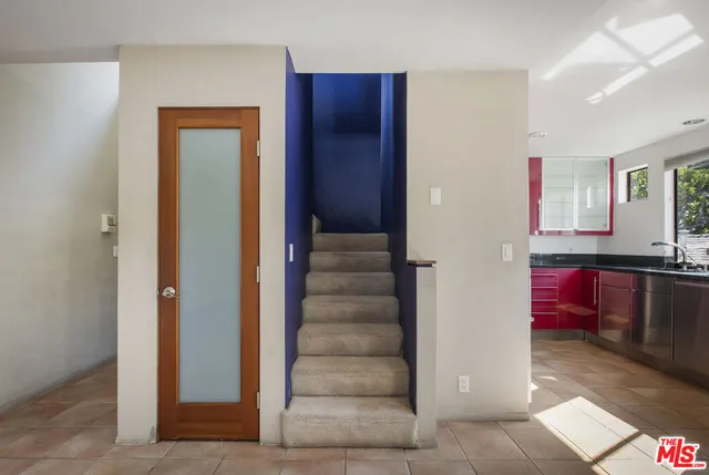 a view of a hallway with a projector