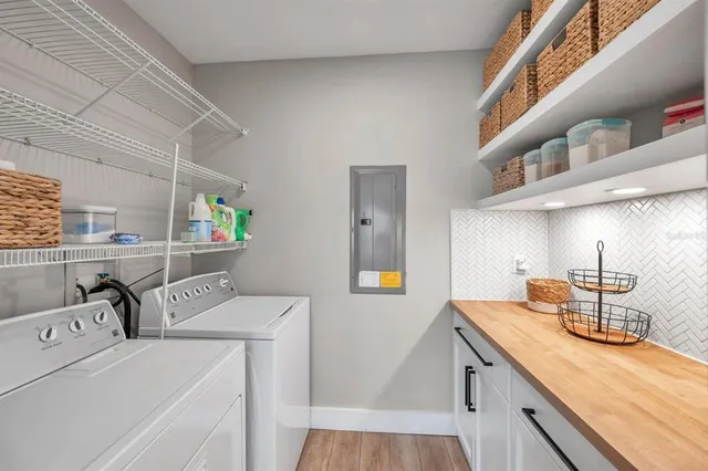 a outdoor living space with furniture