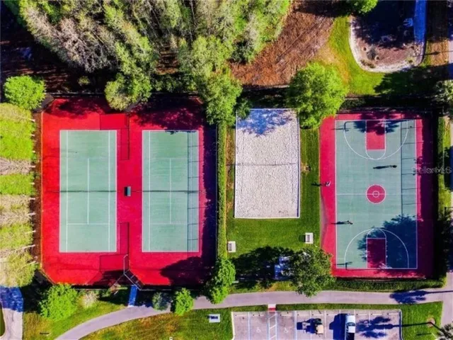 a view of a garden with an outdoor space