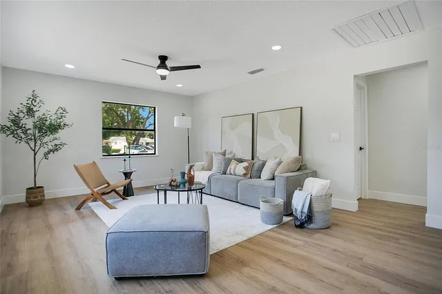 a living room with furniture