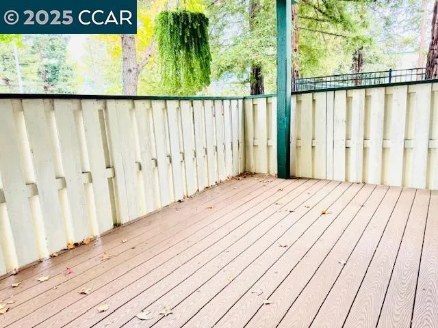 a view of porch with a floor to ceiling window