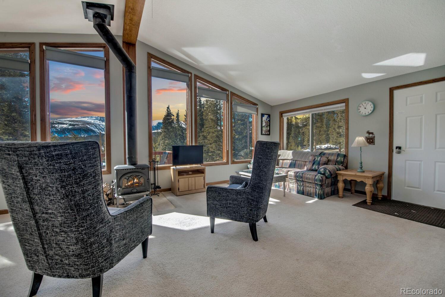 394 Co Road Fairplay, CO 80440 - Photo 5 of 46 a living room with furniture and a floor to ceiling window