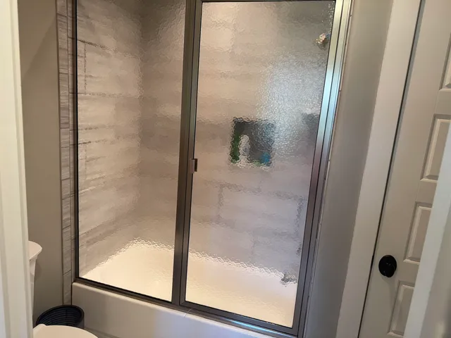 a bathroom with a shower