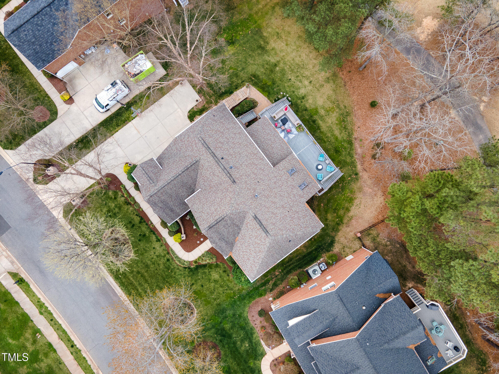 10841 Round Brook Circle Raleigh, NC 27617 - Photo 43 of 44 an aerial view of a house with a yard
