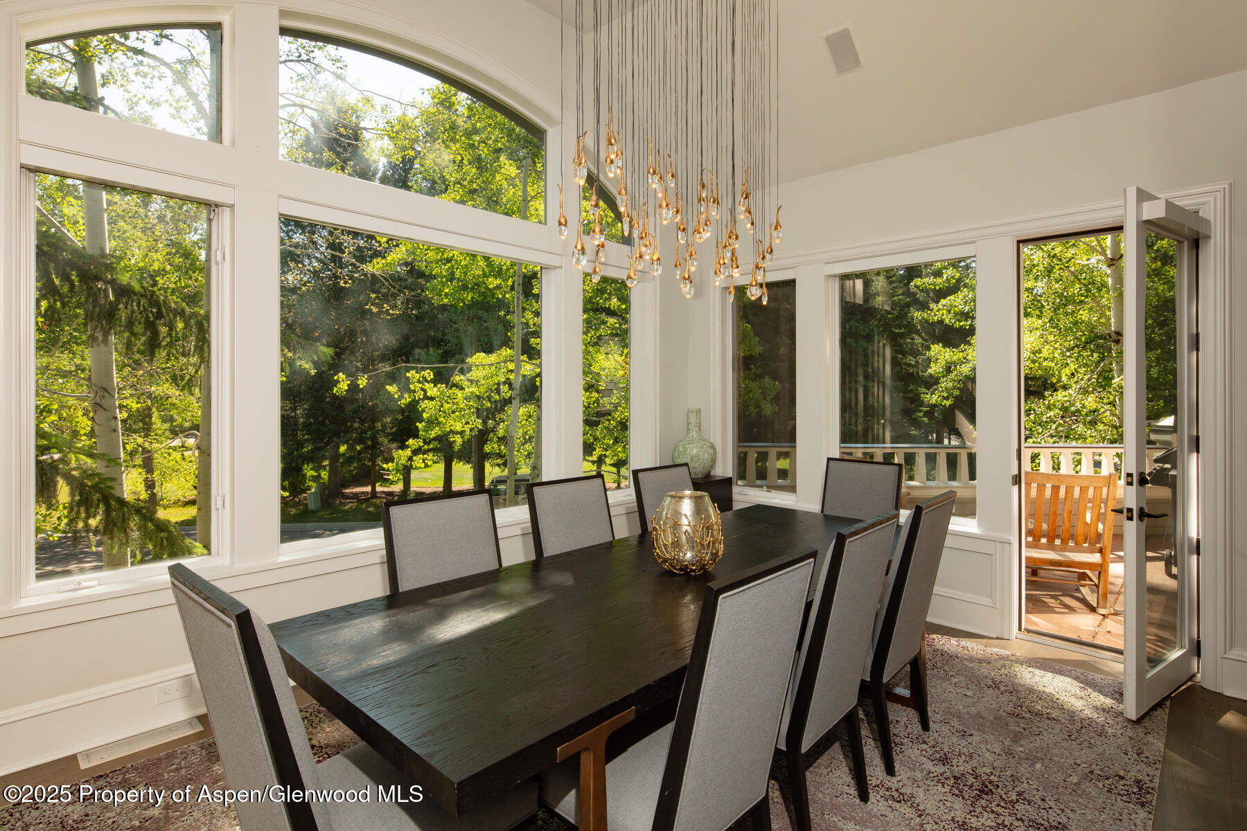 205 North 6th Street Aspen, CO 81611 - Photo 9 of 29 a view of a dining room with furniture large windows and wooden floor