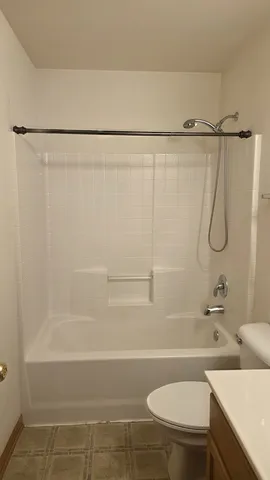 a bathroom with a bathtub