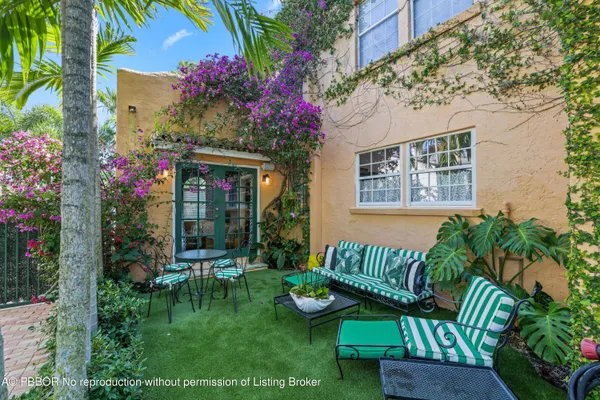 a view of a deck with a garden