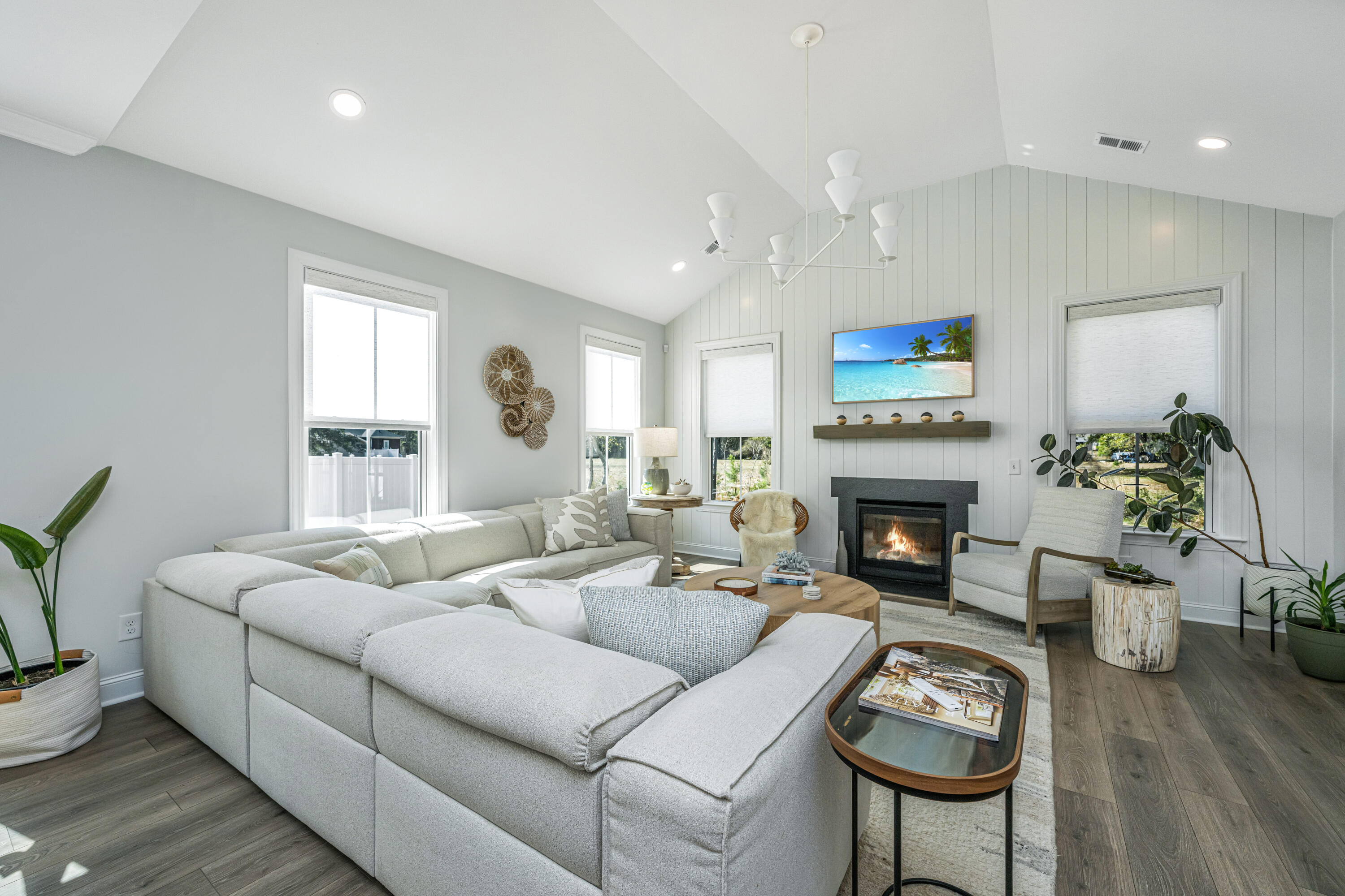 2037 Bullyard Sound Way Awendaw, SC 29429 - Photo 16 of 46 Great Room w/Fireplace & Vaulted Ceiling