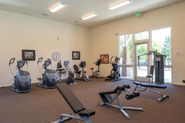 a view of a room with gym equipment