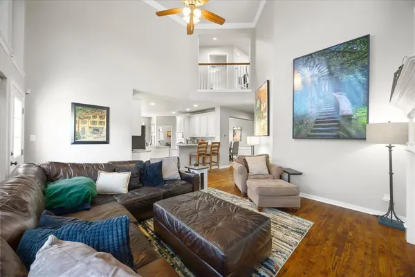 a living room with furniture and a couch
