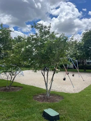 a view of a backyard of the house