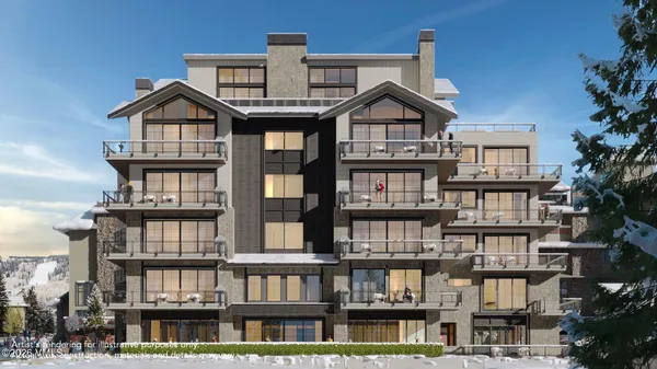 a front view of multi story residential apartment building