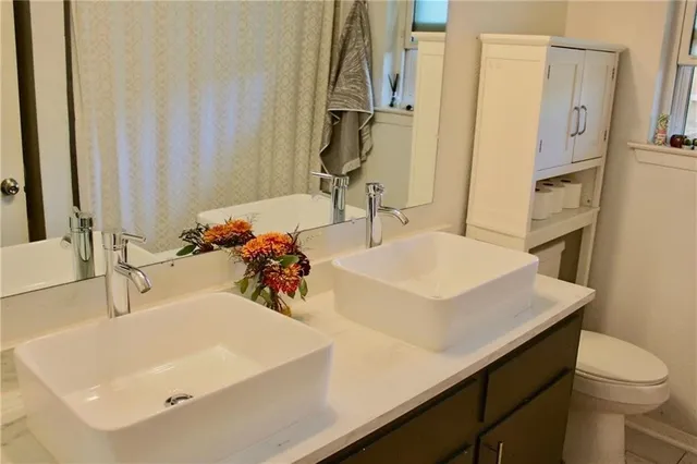 a bathroom with a sink and a toilet