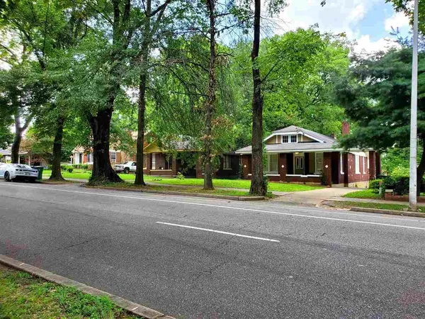 a view of outdoor space with garden and trees