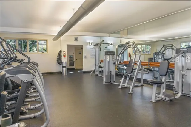 a view of a room with gym equipment