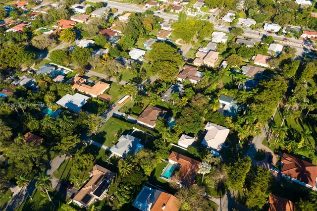 an aerial view of a house