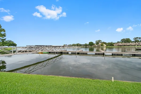 a view of a lake with outdoor space