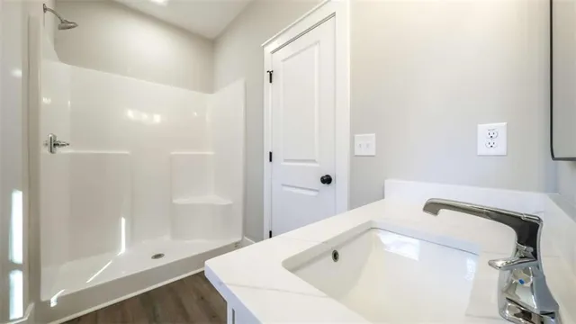 a bathroom with a bathtub