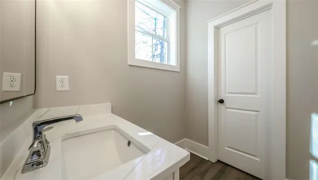 a bathroom with a bathtub