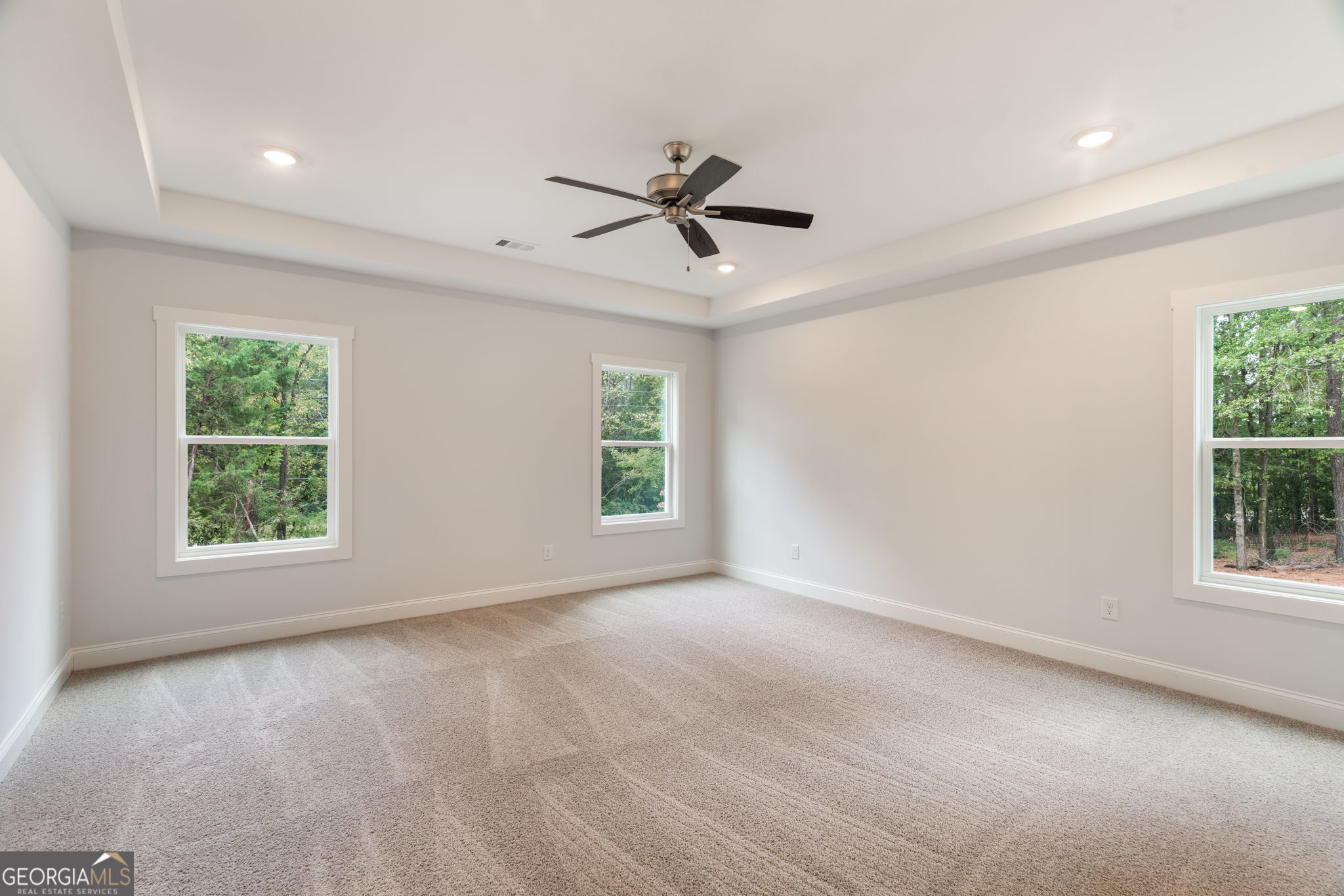 102 Mill Race Road Thomaston, GA 30286 - Photo 22 of 57 an empty room with windows and ceiling fan