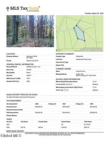 $129,000 | 352 Dickinson Hill Road, Bolton, NY 12824