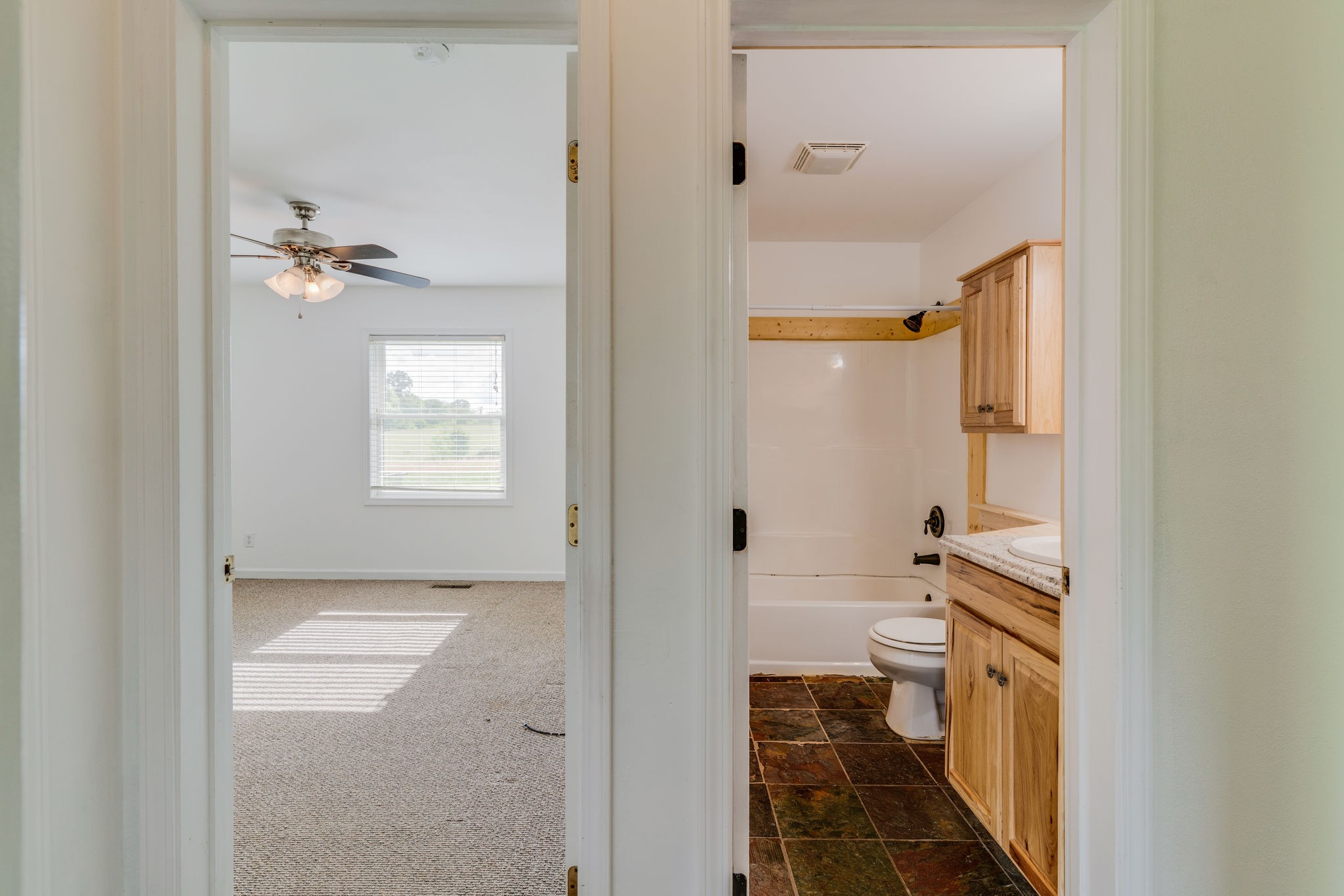 4614 Woodrow Wilson Road Springfield, TN 37172 - Photo 17 of 29 a bathroom with a granite countertop sink toilet and shower