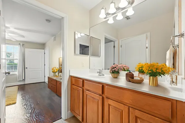 a kitchen with sink and window