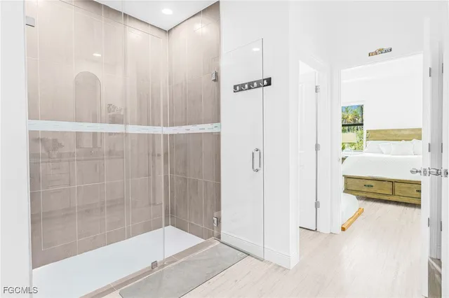 a bathroom with a shower