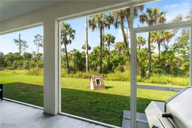 a view of a garden from a window