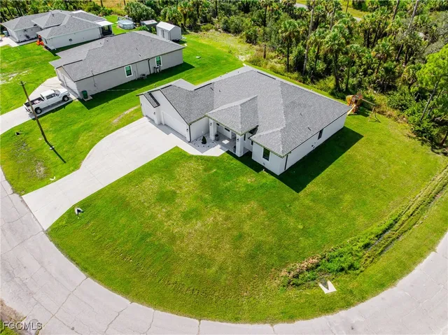 an aerial view of a house