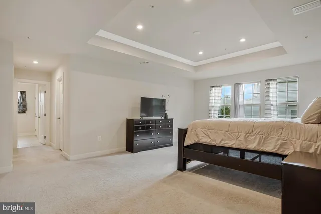 a bed room with a bed and a television