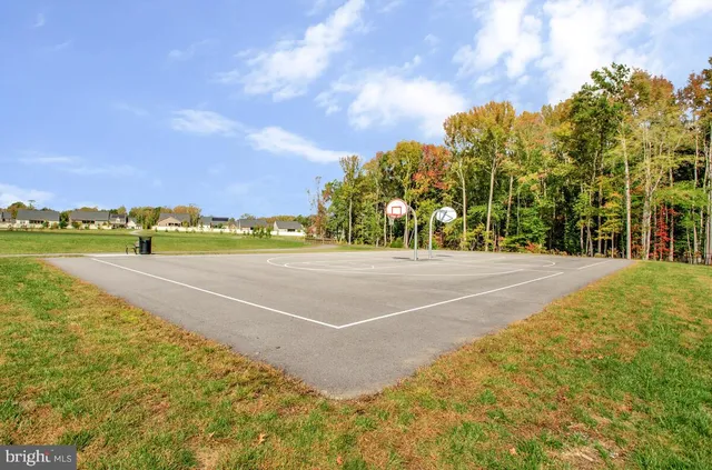 a view of a park with swings and slides