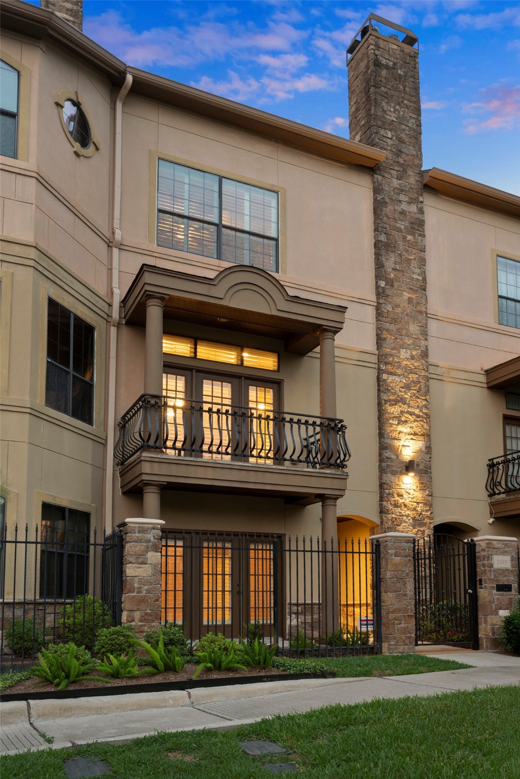a view of a large building with a large window
