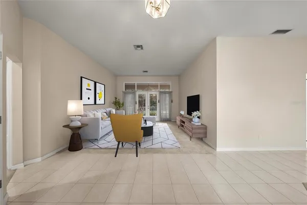 a living room with furniture