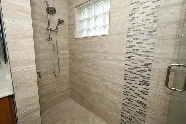 a bathroom with a shower