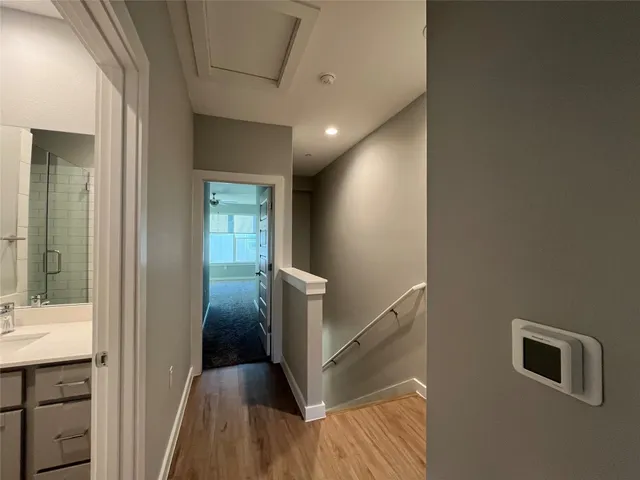 a view of hallway with stairs