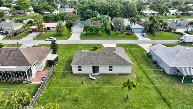 an aerial view of a house