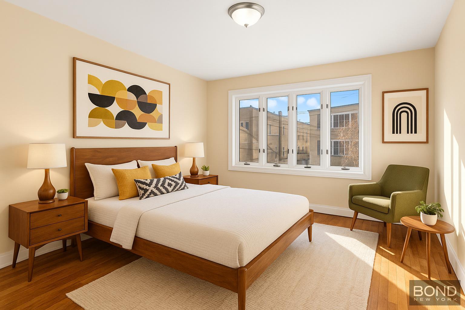 15-47 209th Street Queens, NY 11360 - Photo 5 of 11 a bedroom with a bed and wooden floor