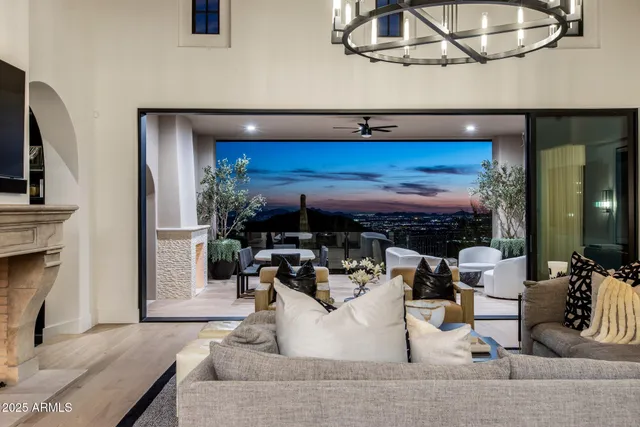 a view of a livingroom with furniture and window