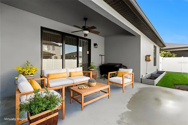 a outdoor space with furniture