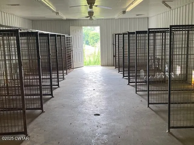 a view of a black and white wall